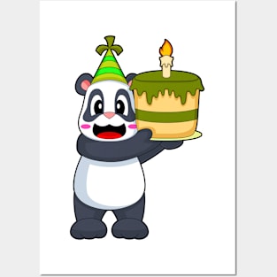 Panda Birthday Cake Candle Posters and Art